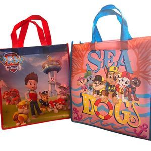 Paw Patrol 2 Reusable Tote Bags Apprx 12” x 13” x 6.5”‎ 2 Nickelodeon Gift Bags